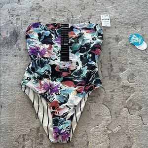 Reversible Black and Purple One Piece Swimwear